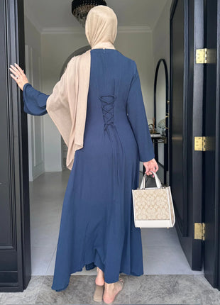 2025 Summer Arabic Muslim Women Modest Dress Eid Dubai Plain Abaya Islam Party Outfit Elegant Holiday Dresses Turkey Kaftan Robe