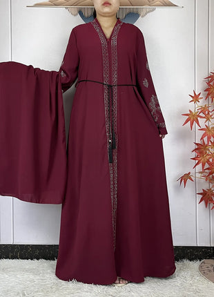 2024 For Women Elegant Dresses Dubai Party Outfits Long Sleeved Chiffon Dashiki Muslim Women Robe Open African Abaya Clothing