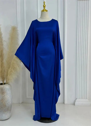 Eid Shiny Batwing Satin Abaya Dubai Luxury 2024 Muslim Abayas For Women Maxi Kaftan Dress Islamic Clothing Caftan Marocain Femme