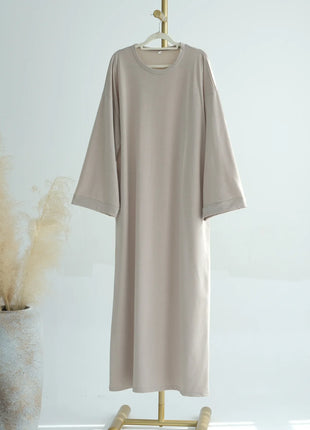 2024 New Modest Dress Solid Color Inner Dresses Muslim Women Dubai Abaya Eid Ramadan Islam Clothing Turkey Arabic Robe