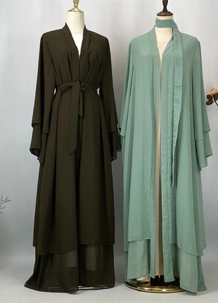 Ramadan Kebaya Chiffon Open Abaya For Women Muslim Dress Kaftan Islam Clothing Caftan Marocain Femme Modest Robe Dubai Kimono