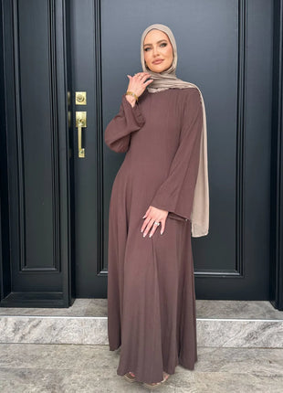 2025 Summer Arabic Muslim Women Modest Dress Eid Dubai Plain Abaya Islam Party Outfit Elegant Holiday Dresses Turkey Kaftan Robe