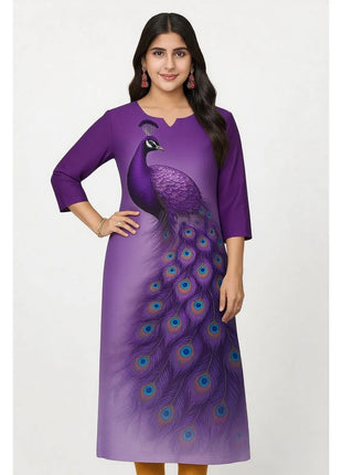 Muslim Dress Kurt Women's Fashionable Long Sleeved Straight Tube Casual Round Neck Elephant Pattern Islamic Women Clothing