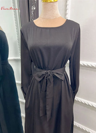 Fashion Sliky Djellaba Muslim Dress Dubai Full Length Flare Sleeved Soft Abaya Dubai Turkey Muslim Islam Robe WY921