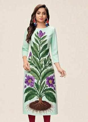 Muslim 2026 Women's Kurt Fashionable And Elegant Straight Tube Casual Slit hem Pattern Flowers Comfortable Dress Abayas Femme