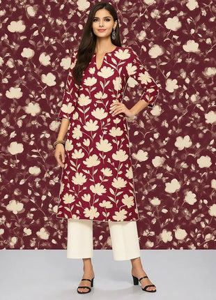 Muslim Women Kurt Casual Dress Long Sleeve Straight Casual Ethnic Flower Mandarin Flowers Regular Size 3D Design Suitable