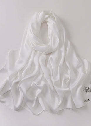 New Bubble Chiffon Hijab Scarf Handmade Flower Beaded Anchor Satin Silk Scarf  Hijabs for Women Turban Femme Ramadan Islamic