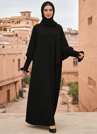 Minimalist Black Front-Zip Plain Abaya Maxi Dress Women Muslim Egyptian Kaftan Ramadan Jalabiya Islam Saudi Arabic Outfits 2025