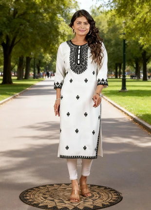Muslim Dress Kurt Women's Fashionable Straight Tube Casual Round Neck Picture Multiple National Style Robe Femmes Musulmans
