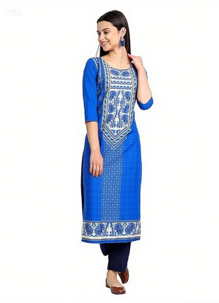 Muslim Dress Kurt Women's Fashionable And Elegant Straight Tube Casual Slit hem Colorful Flowers Pattern Dress Abiti Lunghi