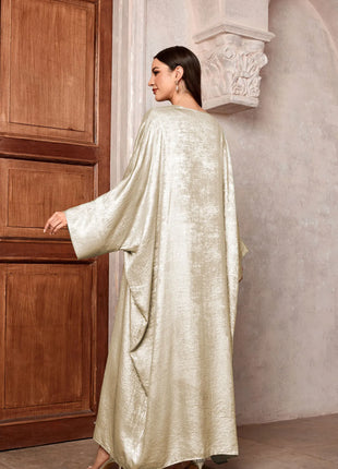 Shiny Party Abaya Ramadan Eid Batwing Satin Open Kimono Dubai Luxury Muslim Damen Abayas For Women Kaftan Dress Islamic Clothing