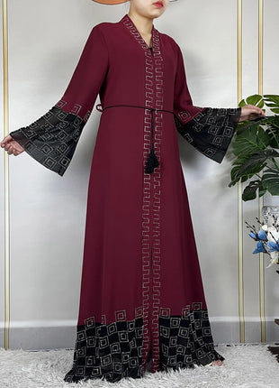 2024 For Women Elegant Dresses Dubai Party Outfits Long Sleeved Chiffon Dashiki Muslim Women Robe Open African Abaya Clothing