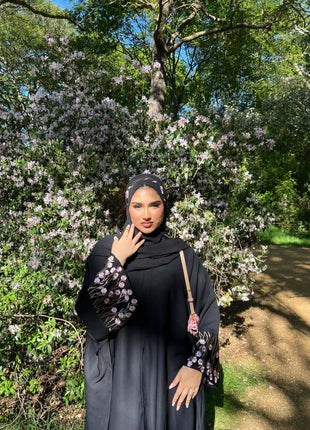 Luxury Embroidered Sleeve Cardigan for Muslim Women Ramadan Modest Abaya Dress with Hijab Elegant Islamic Party Turkish Outfit