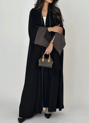 Middle Eastern Loose Abaya Muslim Full Sleeve Open Front Abayas Elegant Kaftans Women Jilbabs Arabian Islamic Maxi Dresses