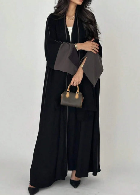 Middle Eastern Loose Abaya Muslim Full Sleeve Open Front Abayas Elegant Kaftans Women Jilbabs Arabian Islamic Maxi Dresses