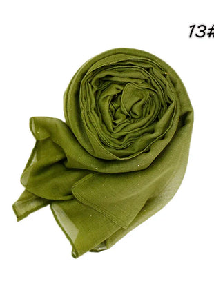 Shimmer Glitter Cotton Viscose Hijab Scarves For Women Muslim Long Shawls Headscarf Wraps Solid Headbands Stole Bufandas Turbans