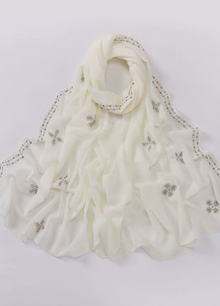 Hot Diamond Pearl Chiffon Hijabs for Women Muslim Fashion Long Shawl Head Wrap for Women Turbans for Women Ramadan Turban Femme