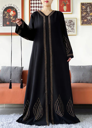 Elegant Women's Party Dress Chiffon Loose Open Zipper Abaya Muslim Islamic Clothing Cardigan Style for Special Occasions
