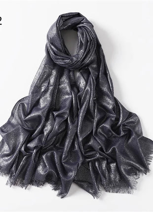 2025 Abaya Women Veil Gold Solid Color Muslim Head Scarf Shawls and Wraps Glitter Pashmina Bandana Female Foulard Hijab