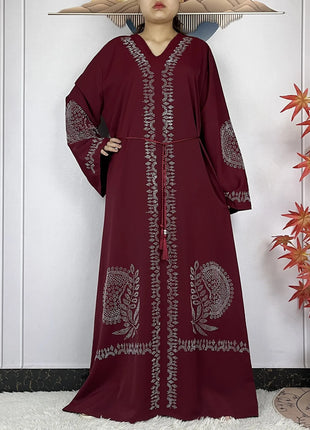 2024 Muslim Sets Women Party Dress Dubai Long Sleeve Diamonds Dashiki Islam Women Chiffon Comfort Fabric African Tradition Abaya