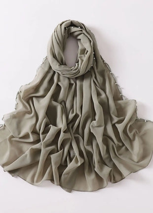 High Quality Women Beads Tassles Hijab Plain Long Scarf Shawls Malaysia Headband Muslim Arab Headscarf Wrap Shaylas 175*70cm