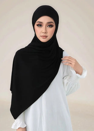 New Elasticity Modal Jersey Instant Hijab With Straps Muslim Woman Hijab Soft Solid Headwraps Turban Islam Malaysia Headscarf
