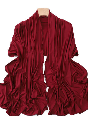 Luxury Wavy Edge Jersey Hijab for Women Solid Color Milk Silk Scarf Headscarf Autumn Shawl Stretchy Chiffon Scarf Ramanda