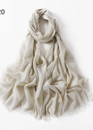 2025 Abaya Women Veil Gold Solid Color Muslim Head Scarf Shawls and Wraps Glitter Pashmina Bandana Female Foulard Hijab