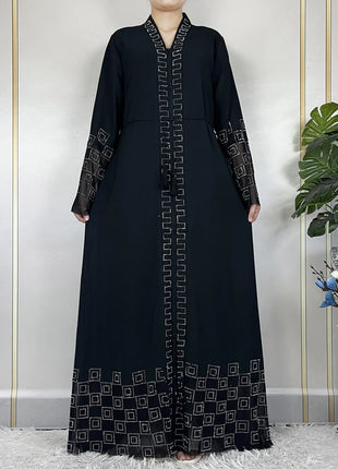 2024 For Women Elegant Dresses Dubai Party Outfits Long Sleeved Chiffon Dashiki Muslim Women Robe Open African Abaya Clothing
