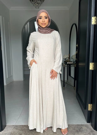 2025 Summer Arabic Muslim Women Modest Dress Eid Dubai Plain Abaya Islam Party Outfit Elegant Holiday Dresses Turkey Kaftan Robe