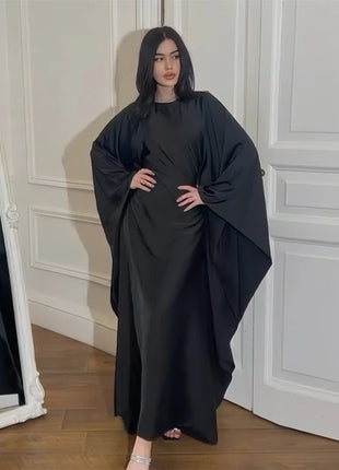 Eid Shiny Batwing Satin Abaya Dubai Luxury 2024 Muslim Abayas For Women Maxi Kaftan Dress Islamic Clothing Caftan Marocain Femme