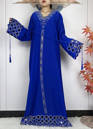 2024 New Dubai Muslim Femme Elegant Dress African Abaya For Women Arabic Islamic Robe Chiffon Fabric Long Sleeve Turkey Clothing