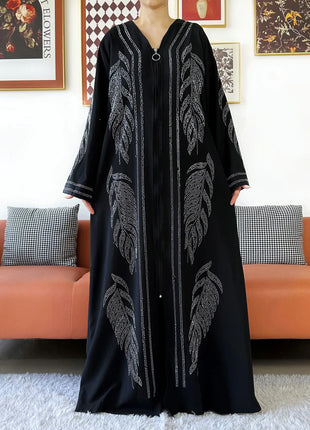 New Middle East Africa Elegant Women Cardigan Chiffon Loose Open Zippier Abaya Muslim Islamic Clothing Cardigan Style Loose Size