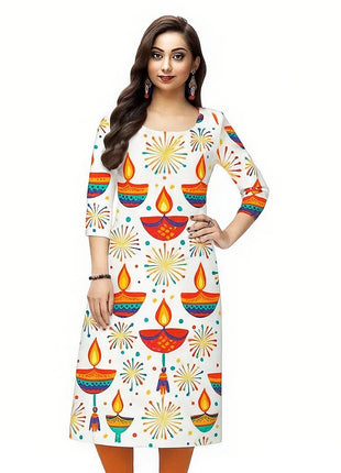 National style Women Kurt Casual Dress Kurtta Straight Casual Ethnic Slit hem 3D Design Suitable Ladies Abito Donna Musulmana