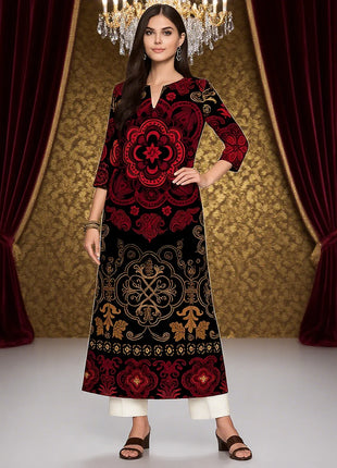 Muslim Dress Kurt Women's Fashionable And Elegant Straight Tube Casual National Style Pattern Noble Skirt Muslim Women Clothing