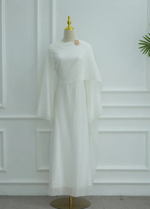 Two Piece Middle East Muslim Cardigan Set for Women Ramadan Eid Dubai Modest Abaya Dress Elegant Islam Solid Turkey Robe Outfit