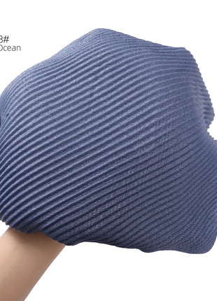 New Breathable Soft Solid Color Silver Silk Crumpled Shiny Pleated Shawl Women's Hair Towel Scarf One Piece Dropshipping