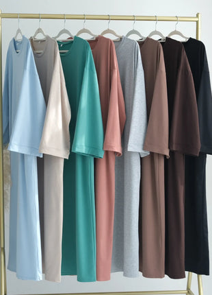 2024 New Modest Dress Solid Color Inner Dresses Muslim Women Dubai Abaya Eid Ramadan Islam Clothing Turkey Arabic Robe