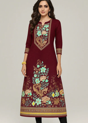 Dress Kurt Women's Fashionable And Elegant Long Sleeved Straight Tube Casual Round Neck Color Pattern Abaya Luxury