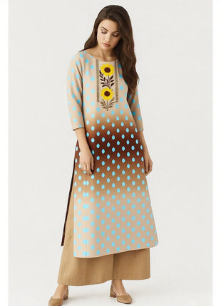 Muslim Women Kurt Casual Dress Slit hem Straight Casual Ethnic Peacock Mandarin Turkish Abaya Abito Donna Musulmana Kurtta