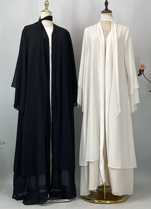 Ramadan Kebaya Chiffon Open Abaya For Women Muslim Dress Kaftan Islam Clothing Caftan Marocain Femme Modest Robe Dubai Kimono