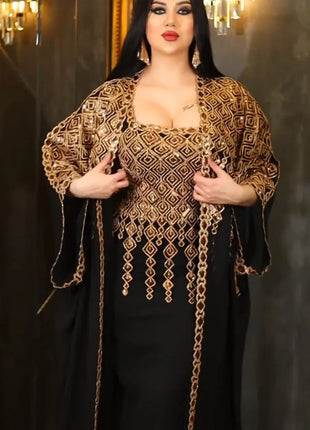 Eid 2 Piece Set with Inner Dress Party Abaya Women Ramadan Cardigan Long Dress Suits Kaftan Vestidos Largos Robe Jalabiya 2024