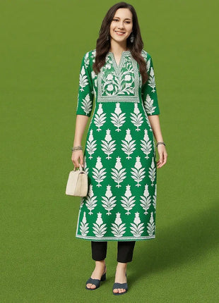 Muslim Women's Kurtta Casual Fashion Dress Straight Tube Casual Ethnic Flower Muslim Fashion Long Sleeve Dresses National Style