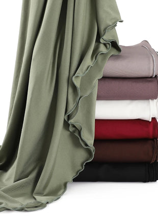 Luxury Wavy Edge Jersey Hijab for Women Solid Color Milk Silk Scarf Headscarf Autumn Shawl Stretchy Chiffon Scarf Ramanda
