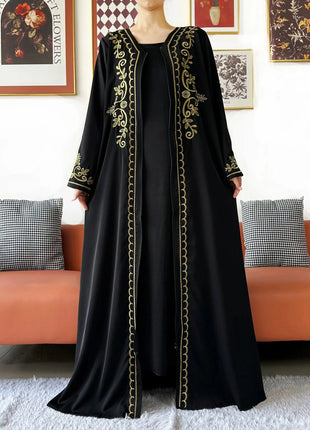 2025 New Elegant Women Abaya Long Sleeve Chiffon Loose Open Abaya Muslim Islamic Clothing Cardigan Style for Special Occasions