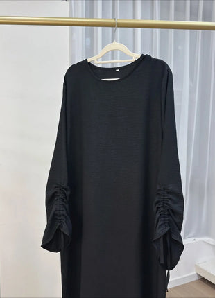 Eid Modest Dress for Women Abaya Lace-up Sleeve Morocco Party Dresses Ramadan Vestidos Largos Kaftan Islam Dubai Arab Long Robe