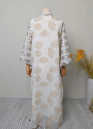 Muslim Women's Black Islamic Embroidered Abaya with Gold Detailing Ideal for Formal Occasions in Middle East like UAE and Saudi