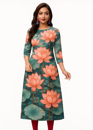 Muslim Dress Kurt Women's Fashionable And Elegant National Style Slit Hem Straight Tube Casual Color Pattern Abaya Luxury