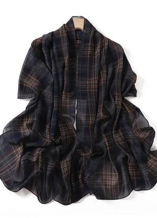 175*70CM New Plaid Print Islam Long Chiffon Scarf Wrapped Scarf Muslim Women's Hijabs Shawl Ramadan Female