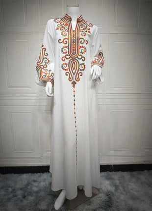 Ramadan Muslim Women's Embroidered Loose abaya Dresses For Women Gala Morocco Dubai Elegant Casual Kaftan